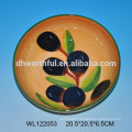 Ceramic candy plate with olive design for decro